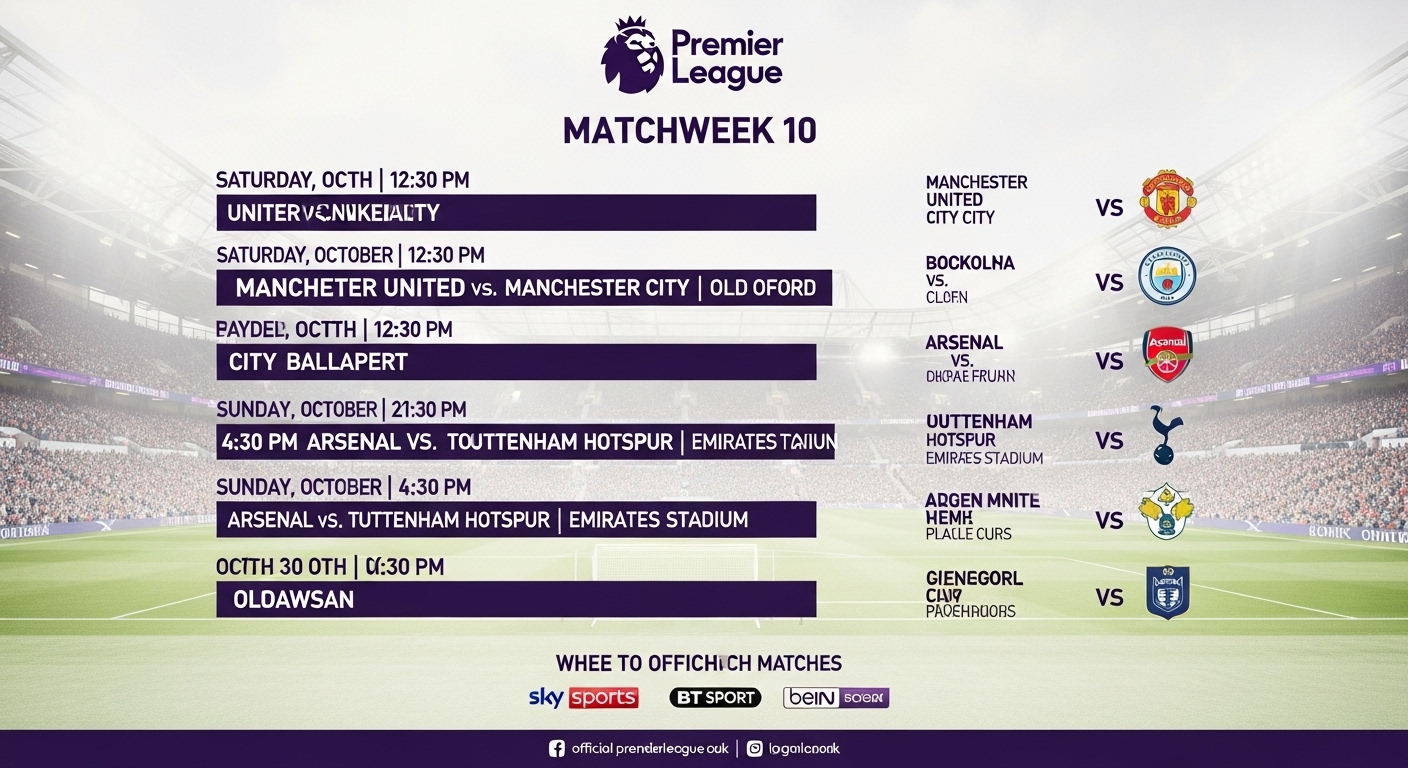 Jadwal Pekan ke-10 Premier League: Duel Panas di Puncak Klasemen